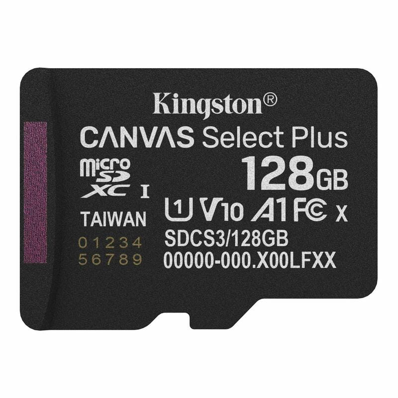 Карта памяти MicroSDXC 128GB UHS-I Class 10 Kingston Canvas Select Plus R150MB/s + SD-адаптер (SDCS3/128GB)
