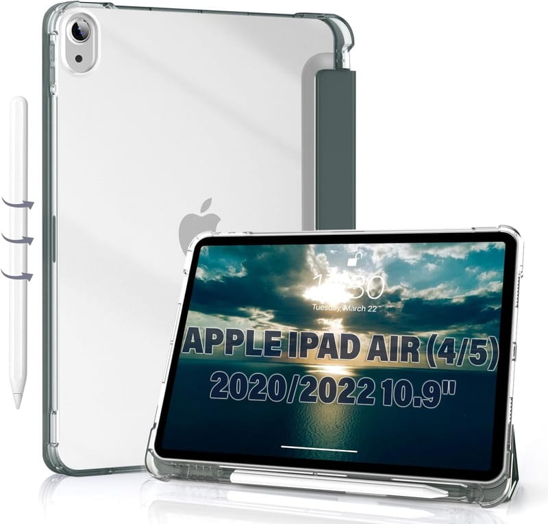 Чeхол-книжка BeCover Soft Edge с креплением Apple Pencil для Apple iPad Air (4/5) 2020/2022 10.9" Dark Green (711120)