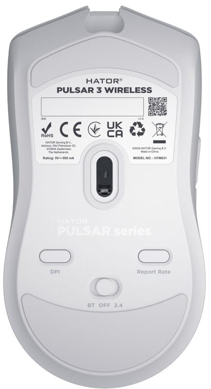 Мышь беспроводная Hator Pulsar 3 Wireless White (HTM631)