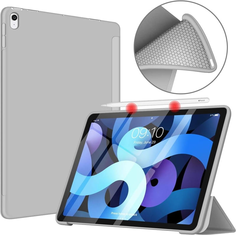 Чeхол-книжка BeCover Tri Fold Soft TPU Silicone для Apple iPad Air (4/5) 2020/2022 10.9" Gray (711132)