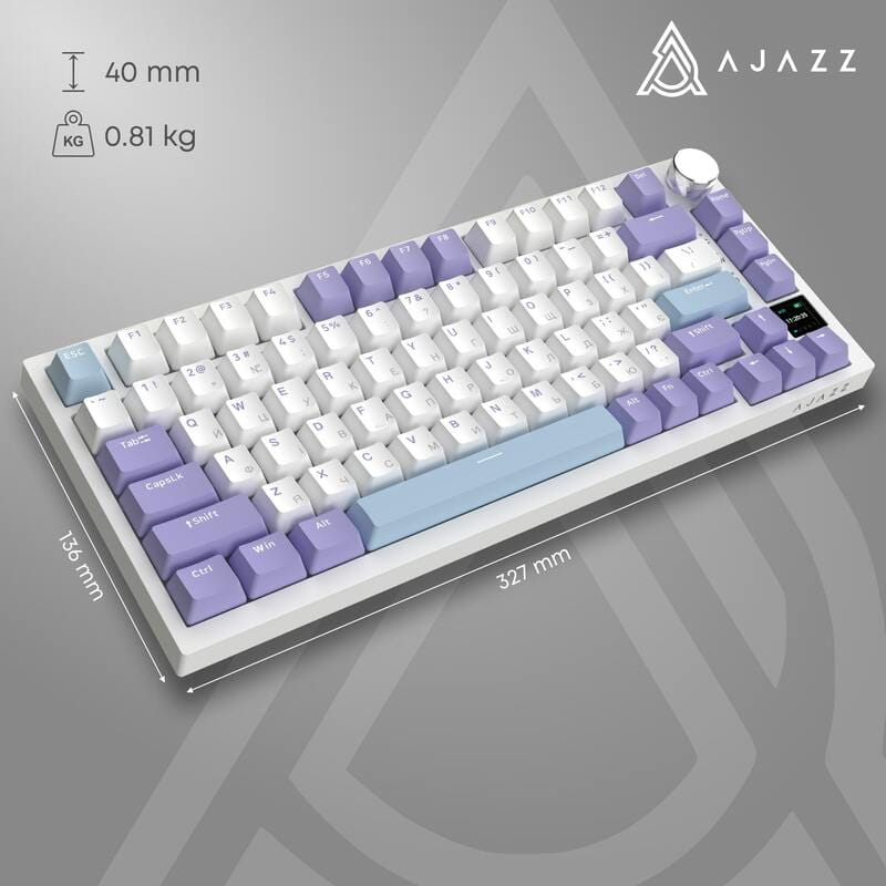 Клавіатура бездротова Ajazz AK820 Pro Flying Fish Switch Purple RGB With Screen (AK820PRO-FF-PWB)