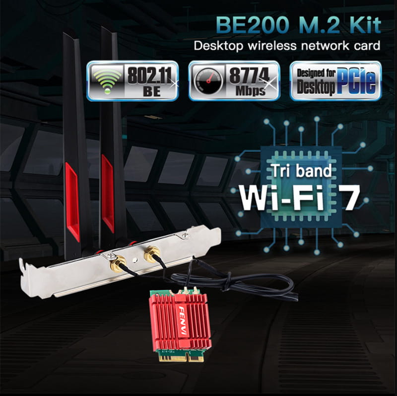 Беспроводной адаптер Fenvi FV-BE200NG Wi-Fi 7, Bluetooth 5.4 Adapter, Tri-band 2.4G/5G/6GHz