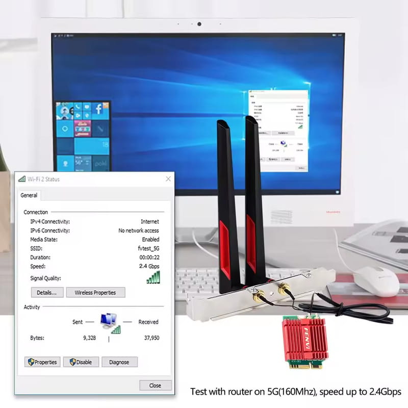 Беспроводной адаптер Fenvi FV-BE200NG Wi-Fi 7, Bluetooth 5.4 Adapter, Tri-band 2.4G/5G/6GHz