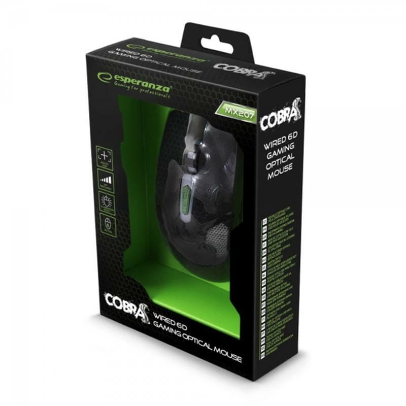 Мышь Esperanza EGM207G Cobra Black/Green USB
