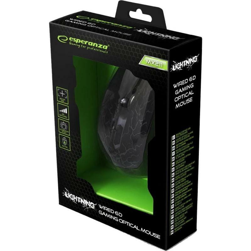 Мышь Esperanza MX211 Lightning (EGM211R) Black/Multicolor USB