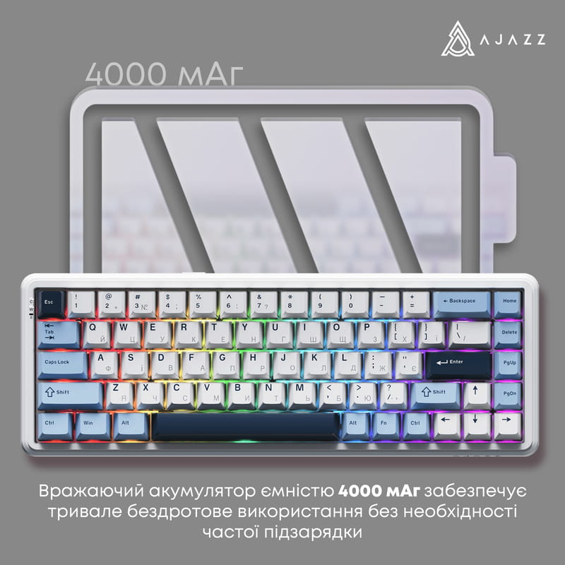 Клавиатура беспроводная Ajazz AK680 Max (8+8K) Magnetic Switch White (AK680-M-BWD-A)