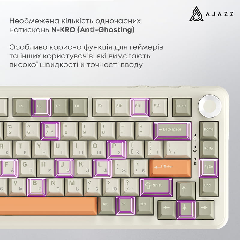 Клавиатура беспроводная Ajazz AK820 Max Flying Fish Switch Retro Colour (AK820MAX-FF-R)