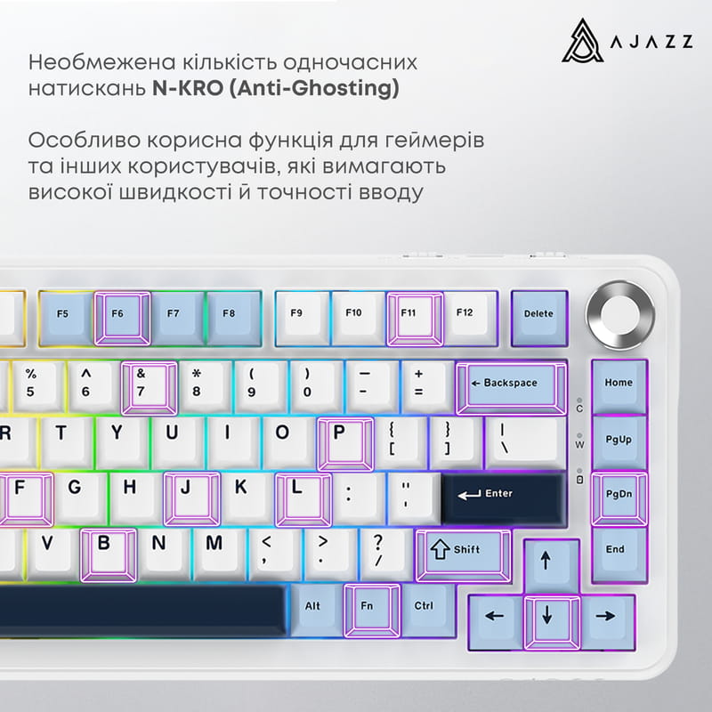 Клавиатура беспроводная Ajazz AK820 Max Plus Day Dream Switch White (AK820MAX-DD-BWD)