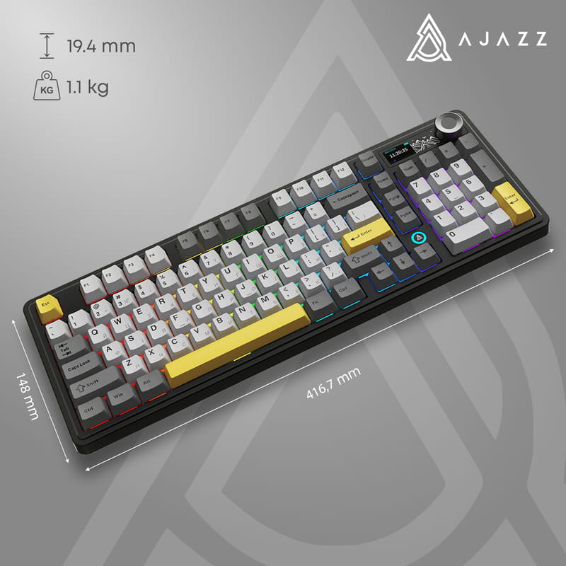 Клавиатура беспроводная Ajazz AK980 Clear Sky Switch Black (AK980-CS-BGY)