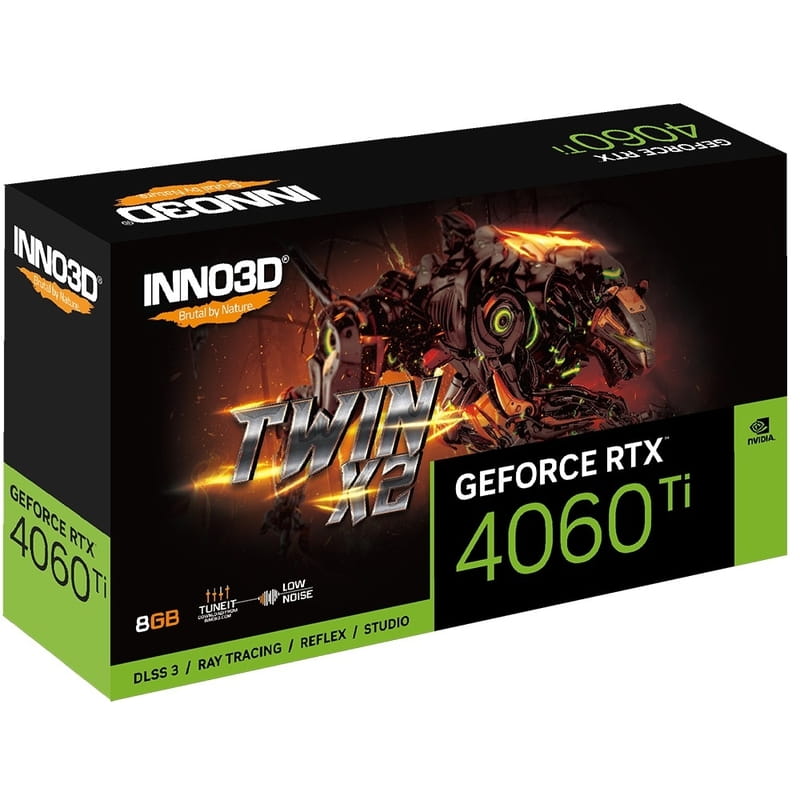 Вiдеокарта GF RTX 4060 Ti 8GB GDDR6 Twin X2 Inno3D (N406T2-08D6-171153N)