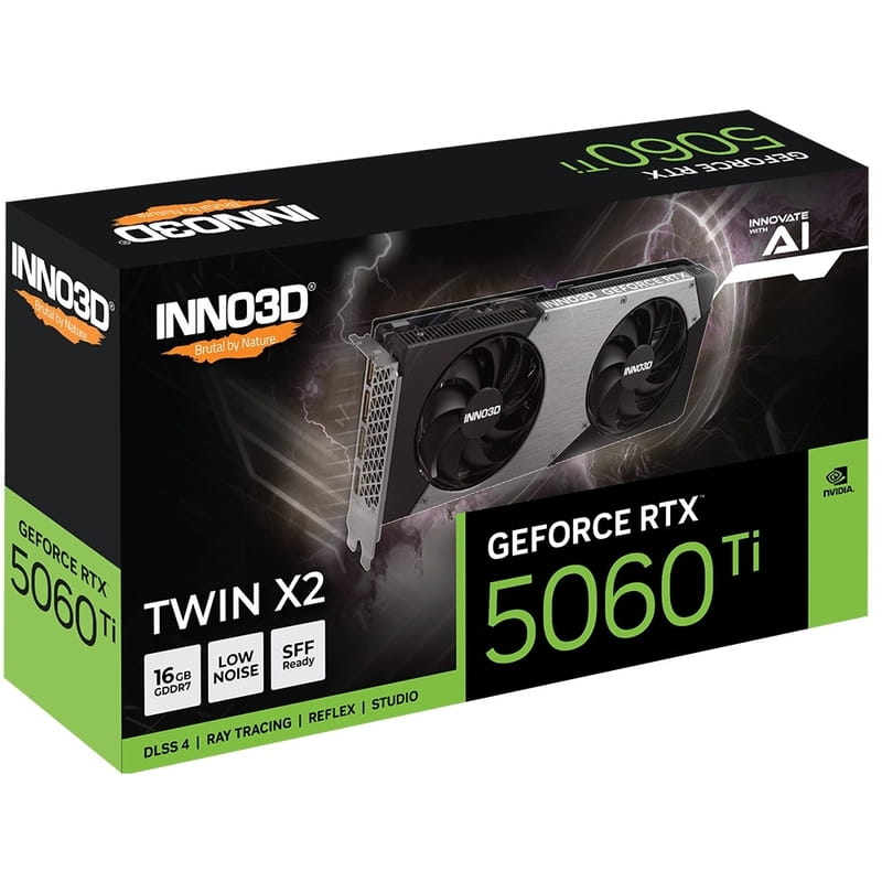Вiдеокарта GF RTX 5060 Ti 16GB GDDR7 Twin X2 Inno3D (N506T2-16D7-191073N)