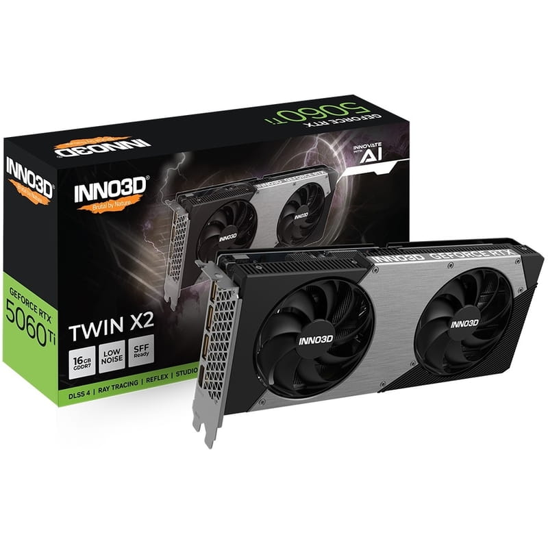 Вiдеокарта GF RTX 5060 Ti 16GB GDDR7 Twin X2 Inno3D (N506T2-16D7-191073N)
