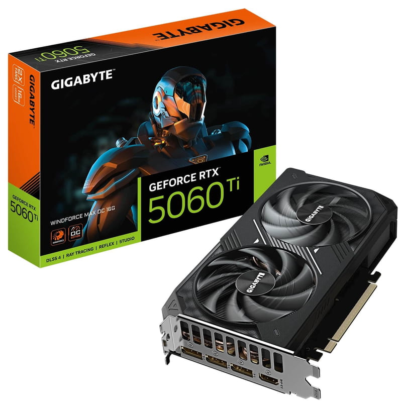 Відеокарта GF RTX 5060 Ti 16GB GDDR7 Windforce Max OC Gigabyte (GV-N506TWF2MAX OC-16GD)