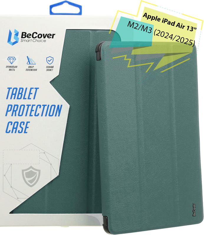 Чeхол BeCover Tri Fold Soft TPU Silicone для Apple iPad Air 13" M2 2024 Dark Green (711470)