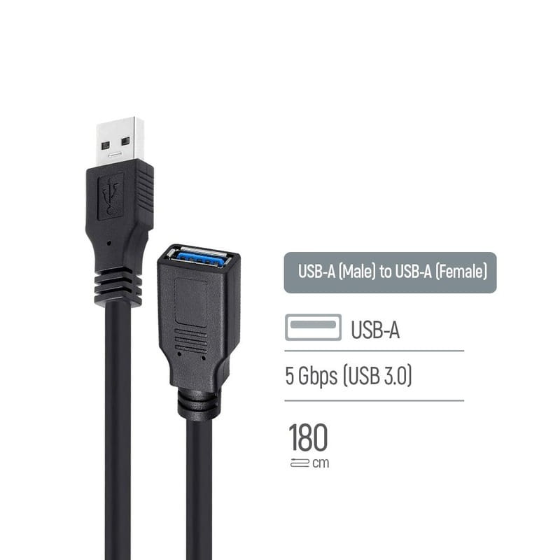 Кабель ColorWay USB - USB V 3.0 (M/F), 1.8 м, Black (CW-CBUF075-BK)