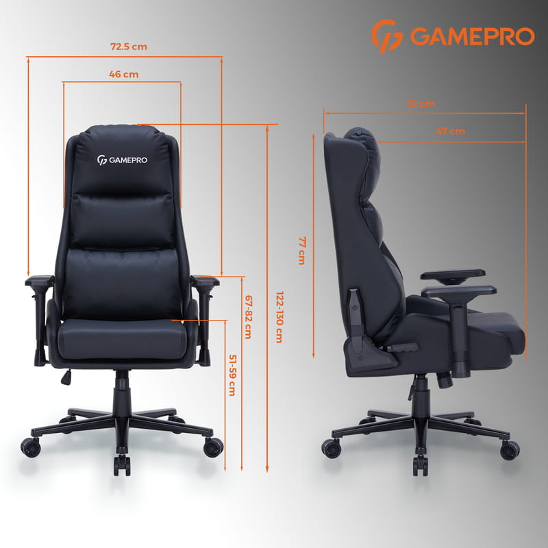 Крісло для геймерів GamePro GC695B Black