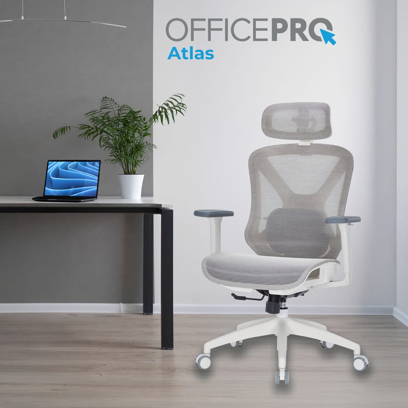 Кресло офисное OfficePro Atlas OC630-W-LG-LG White/Light Gray