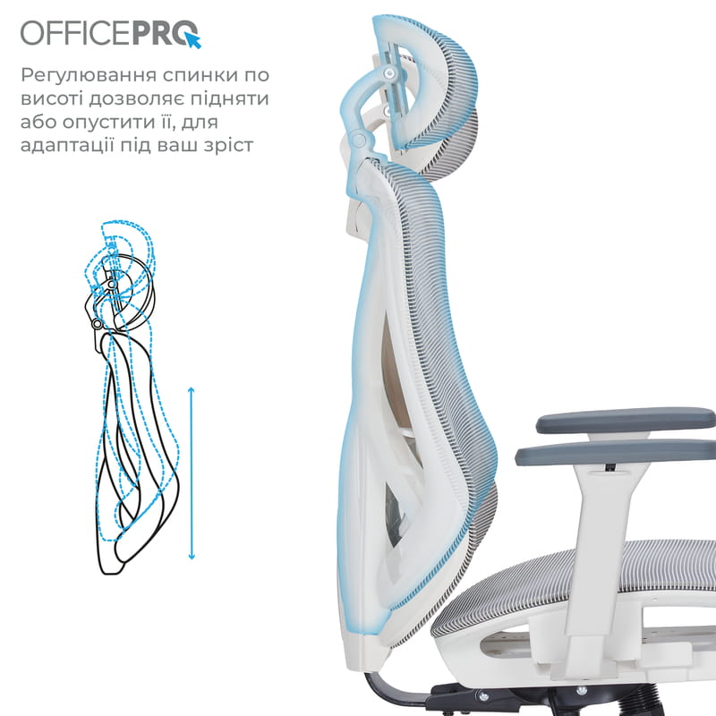 Кресло офисное OfficePro Atlas OC630-W-LG-LG White/Light Gray