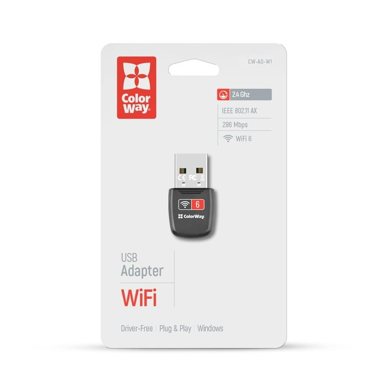 Беспроводной адаптер ColorWay Wi-Fi 6 (CW-AD-W1)