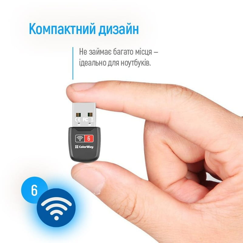 Беспроводной адаптер ColorWay Wi-Fi 6 (CW-AD-W1)