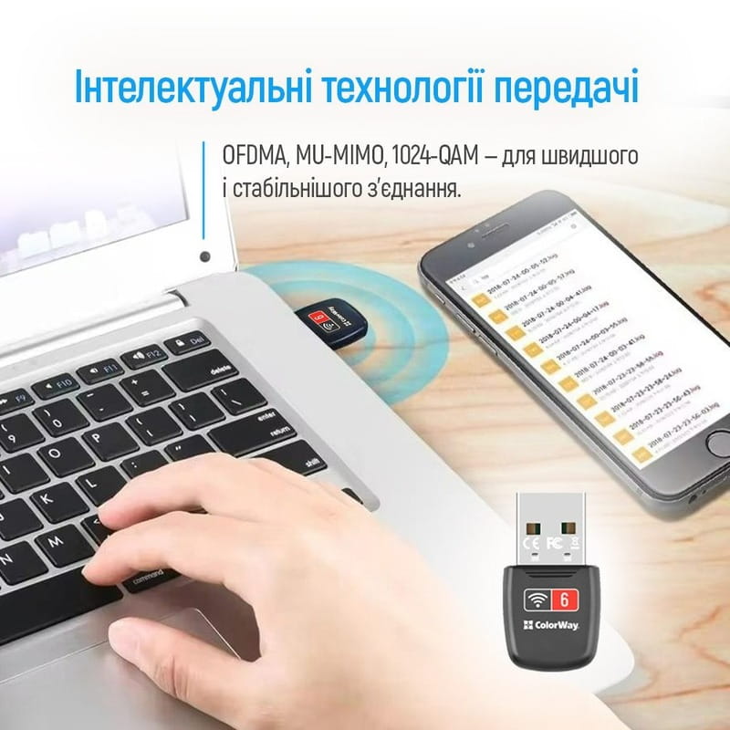 Беспроводной адаптер ColorWay Wi-Fi 6 (CW-AD-W1)