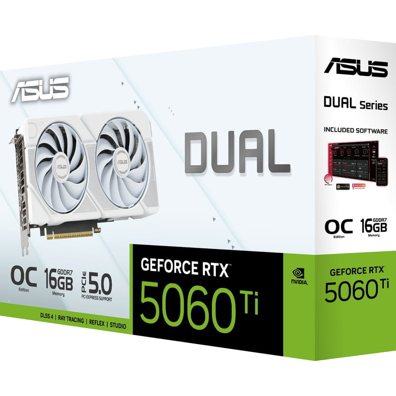 Видеокарта GF RTX 5060 Ti 16GB GDDR7 Dual OC White Asus (DUAL-RTX5060TI-O16G-WHITE)