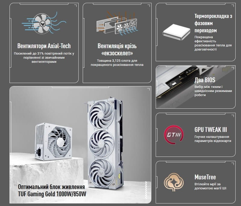 Купити Відеокарта GF RTX 5070 Ti 16GB GDDR7 TUF Gaming OC BTF White Asus (TUF-RTX5070TI-O16G-BTF-WHITE) Відеокарта GF RTX 5070 Ti 16GB GDDR7 TUF Gaming OC BTF White Asus (TUF-RTX5070TI-O16G-BTF-WHITE)