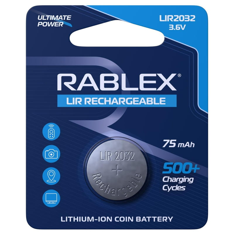 Аккумулятор Rablex LIR2032 3.6V 75mAh (RLIR2032)