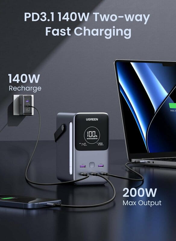 Универсальная мобильная батарея Ugreen 48000mAh, 300W, Grey (25286)