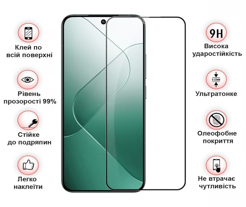 Захисне скло BeCover для Xiaomi 14 Black (710789)