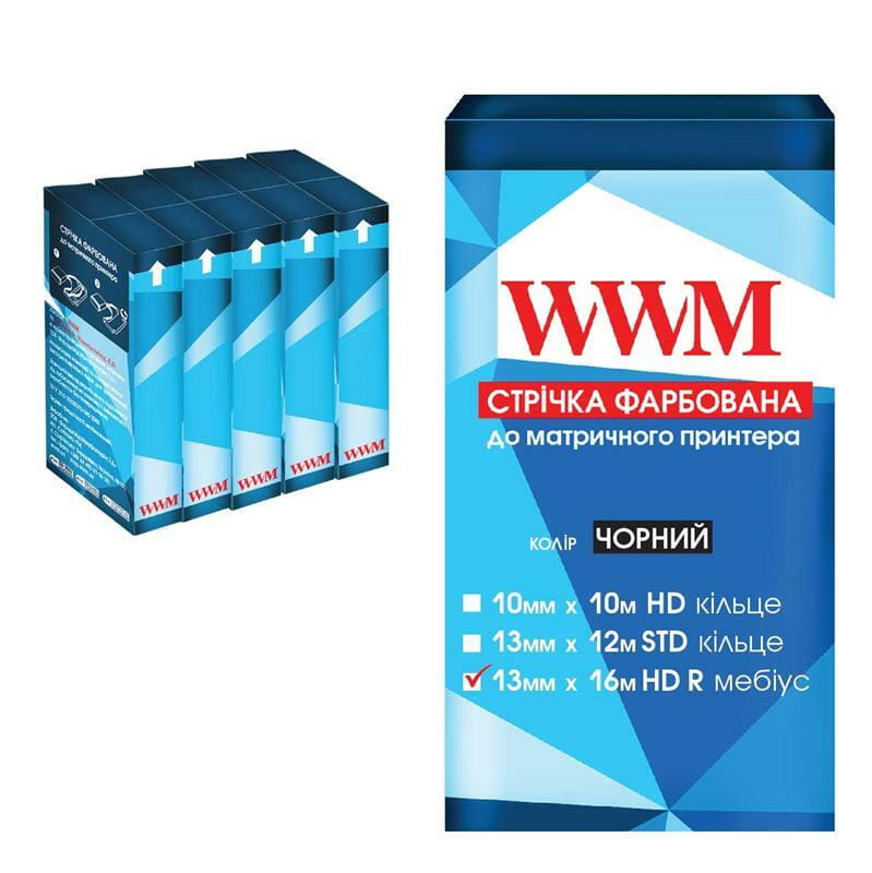 Стрічка WWM 12.7 mm*16 m Refill HD правий Black (R13.16HR5) pack 5