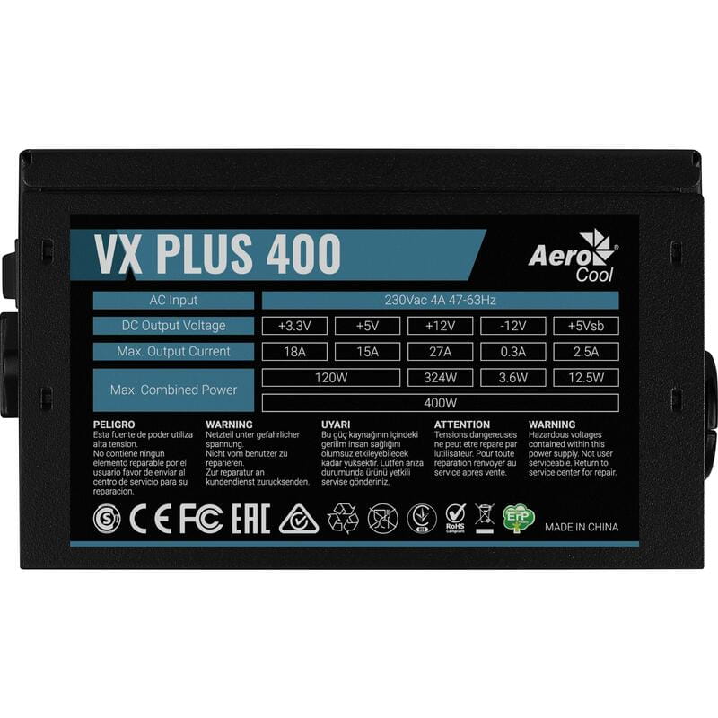 Купити Блок живлення AeroCool VX Plus Stealth 400 (ACPN-VS40NEY.12) 400W Блок живлення AeroCool VX Plus Stealth 400 (ACPN-VS40NEY.12) 400W