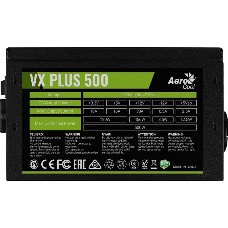 Блок живлення AeroCool VX Plus Stealth 500 (ACPN-VS50NEY.12) 500W