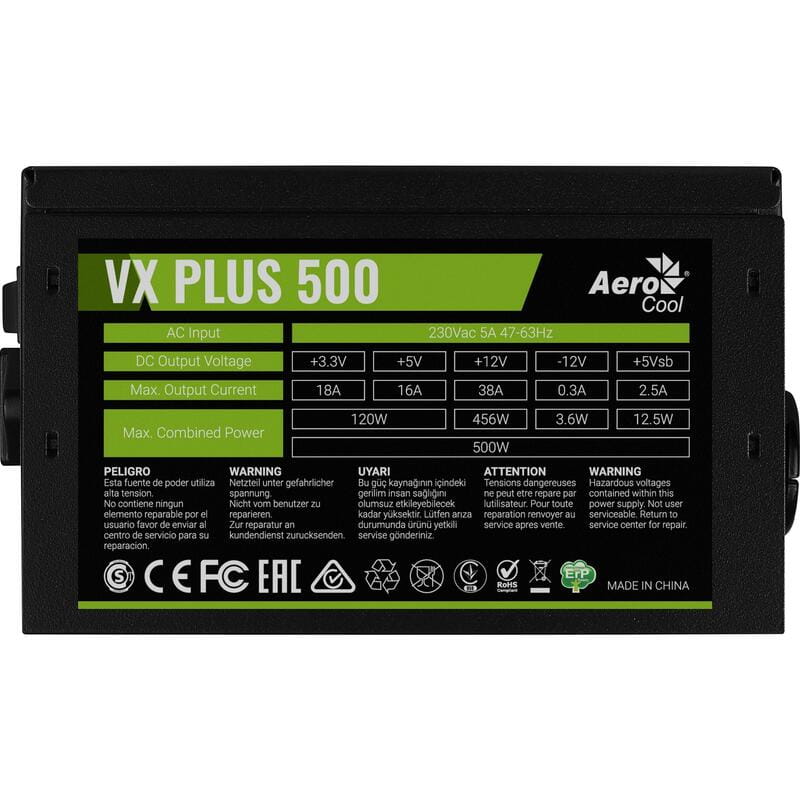 Купити Блок живлення AeroCool VX Plus Stealth 500 (ACPN-VS50NEY.12) 500W Блок живлення AeroCool VX Plus Stealth 500 (ACPN-VS50NEY.12) 500W