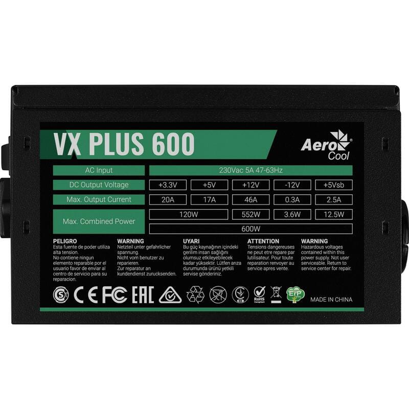 Купити Блок живлення AeroCool VX Plus Stealth 600 (ACPN-VS60NEY.12) 600W Блок живлення AeroCool VX Plus Stealth 600 (ACPN-VS60NEY.12) 600W