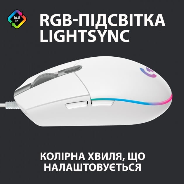 Мышь Logitech G102 Lightsync White (910-005824)