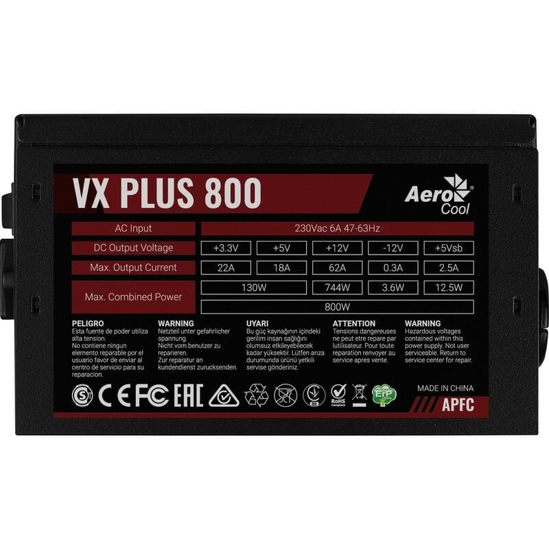 Купити Блок живлення AeroCool VX Plus Stealth 800 (ACPN-VS80AEY.12) 800W Блок живлення AeroCool VX Plus Stealth 800 (ACPN-VS80AEY.12) 800W
