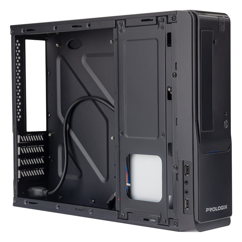 Корпус Prologix E100 Slim 400W 8cm, 2хUSB2.0, Black_сборка