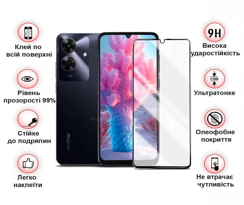 Защитное стекло BeCover для Realme Note 60 Black (713033)