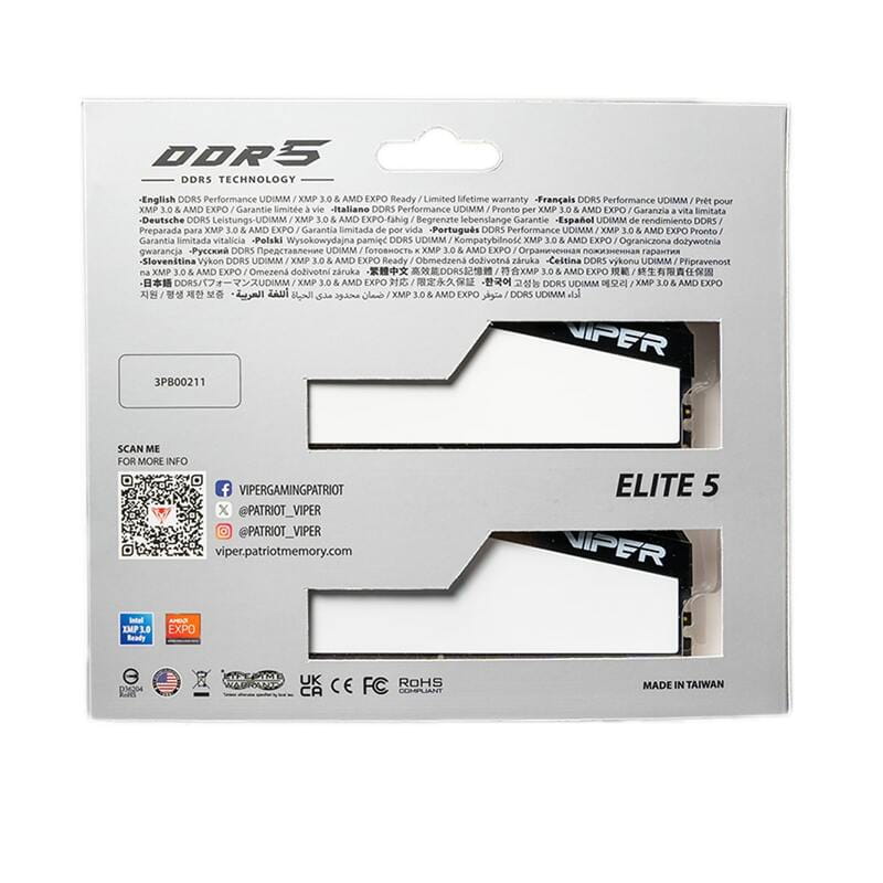 Модуль пам`яті DDR5 2x32GB/6400 Patriot Viper Elite 5 (VEB564G6432KW)