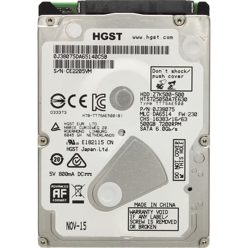 Накопитель HDD 2.5" SATA  500GB Hitachi (HGST) Travelstar Z7K500 7200rpm 32MB (HTS725050A7E630/0J38075)