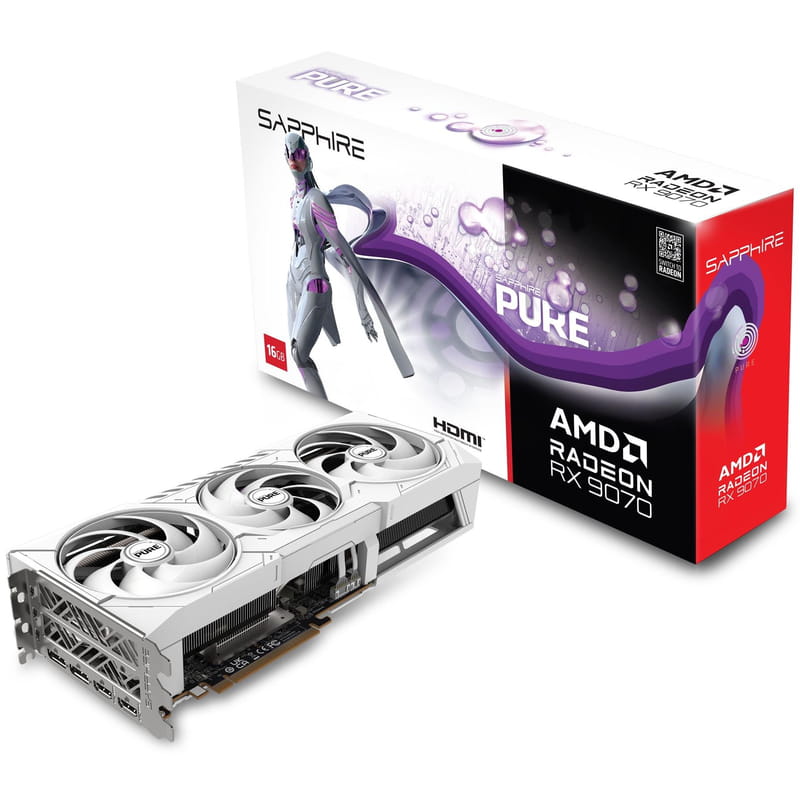 Відеокарта AMD Radeon RX 9070 16GB GDDR6 Pure Gaming OC Sapphire (11349-02-20G)