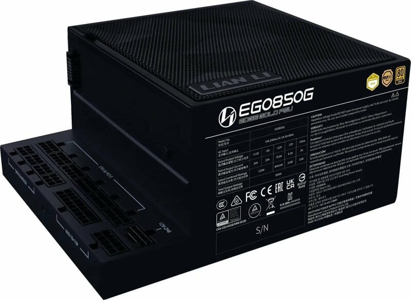 Блок питания Lian Li EDGE850, 80 Plus Gold, Black, EU Cord (G9P.EG0850G.B000.EU)