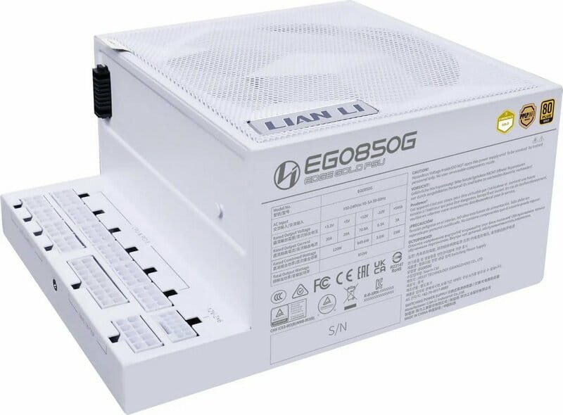 Блок питания Lian Li EDGE850, 80 Plus Gold, White, EU Cord (G9P.EG0850G.W000.EU)