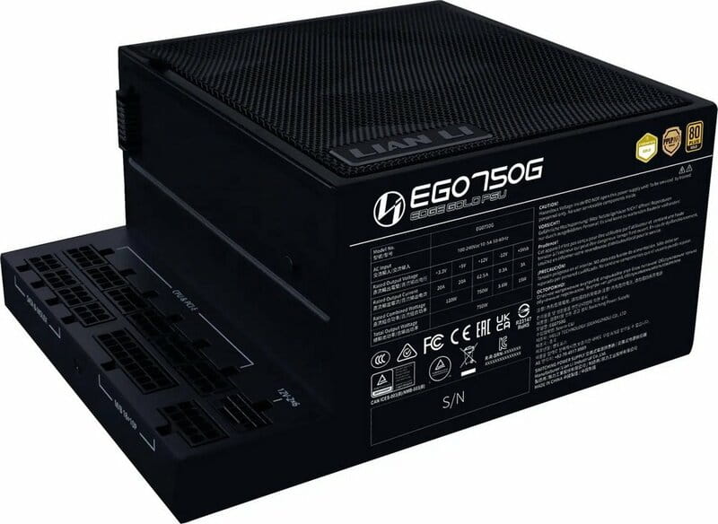 Блок питания Lian Li EDGE750, 80 Plus Gold, Black, EU Cord (G9P.EG0750G.B000.EU)