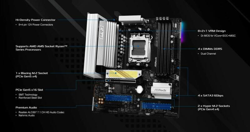 Материнська плата ASRock B850M Pro RS WiFi Socket AM5