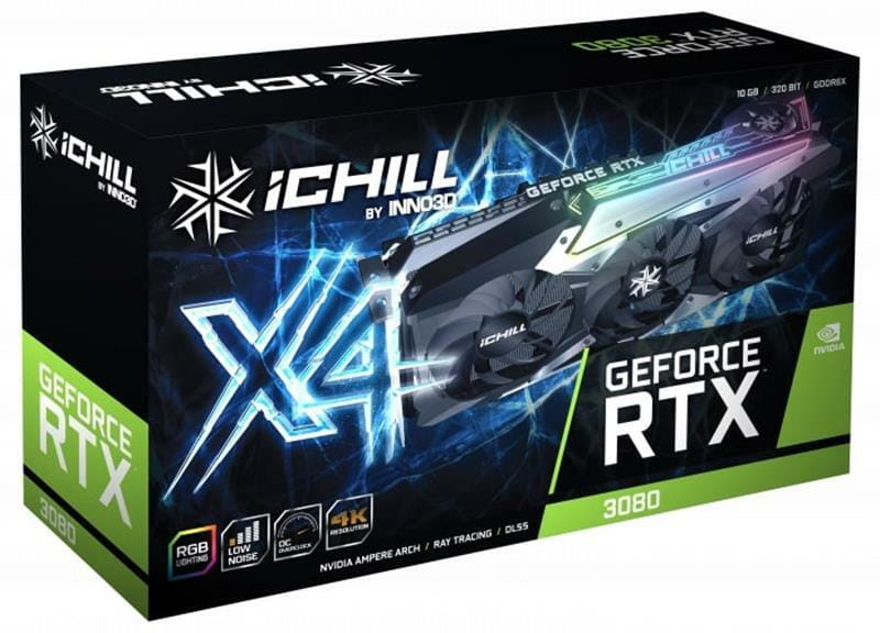 Відеокарта GF RTX 3080 10GB GDDR6X iChill X4 Inno3D (C30804-106XX-1810VA36H) (LHR)