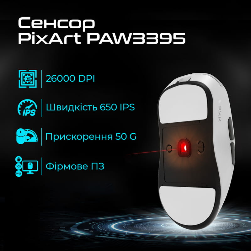 Мышь беспроводная RAWM ES21 White