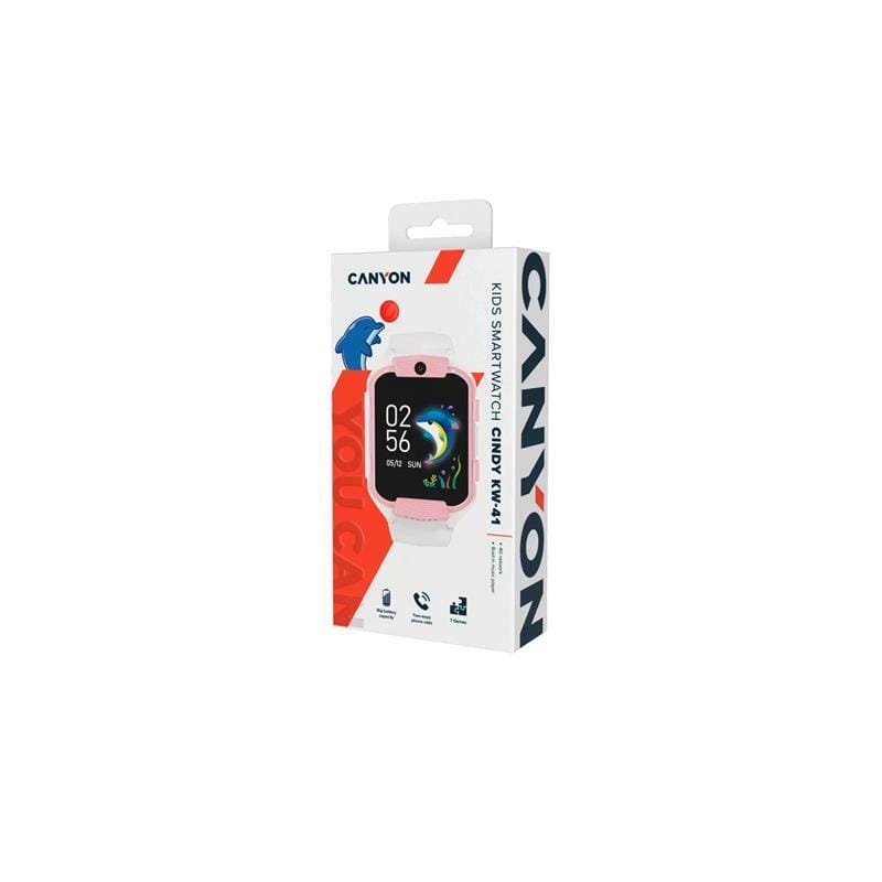 Детские смарт-часы Canyon Cindy KW-41 4G Camera Music White Pink (CNE-KW41WP)