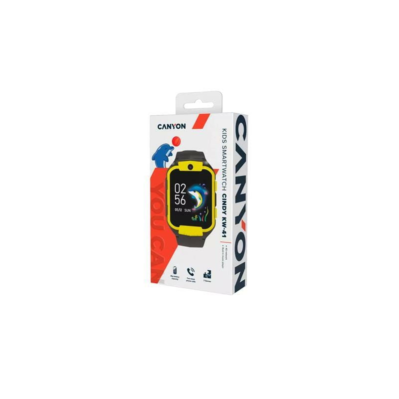 Детские смарт-часы Canyon Cindy KW-41 4G Camera Music Yellow Black (CNE-KW41YB)